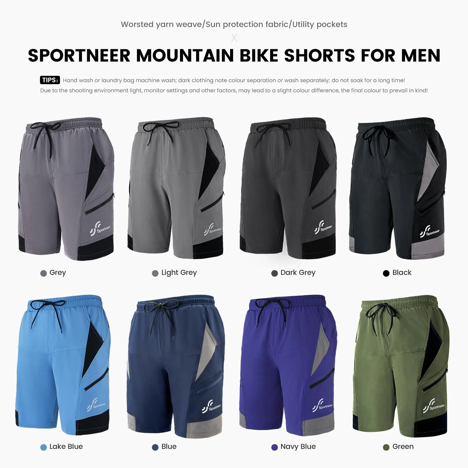 Sportneer MTB Radlerhose Herren Gepolsterte Radhose Herren Radlerhose 3D Gefüttert Mountainbike Radsport Sport Radfahren Outdoor