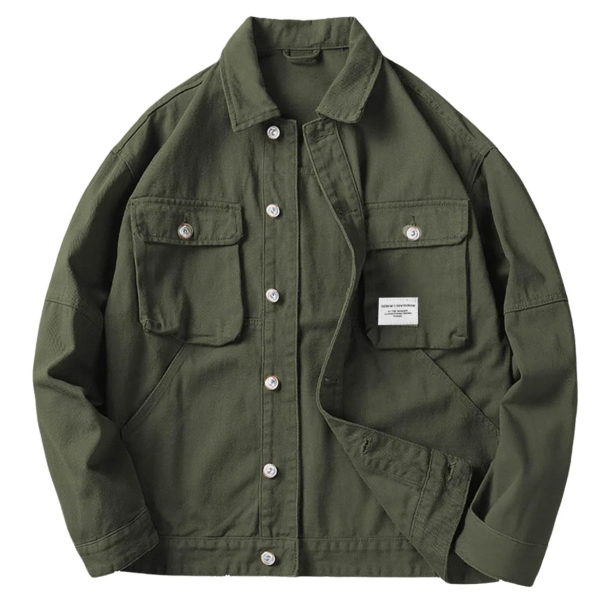 Generisch Jeansjacke Herren Hemdjacke Baumwolle Blouson Jacke Freizeit Übergangsjacke Modische Herbstjacke Lässig Herrenjacke mit Brusttaschen Freizeitjacke Männer Arbeitsjacke Bomberjacke