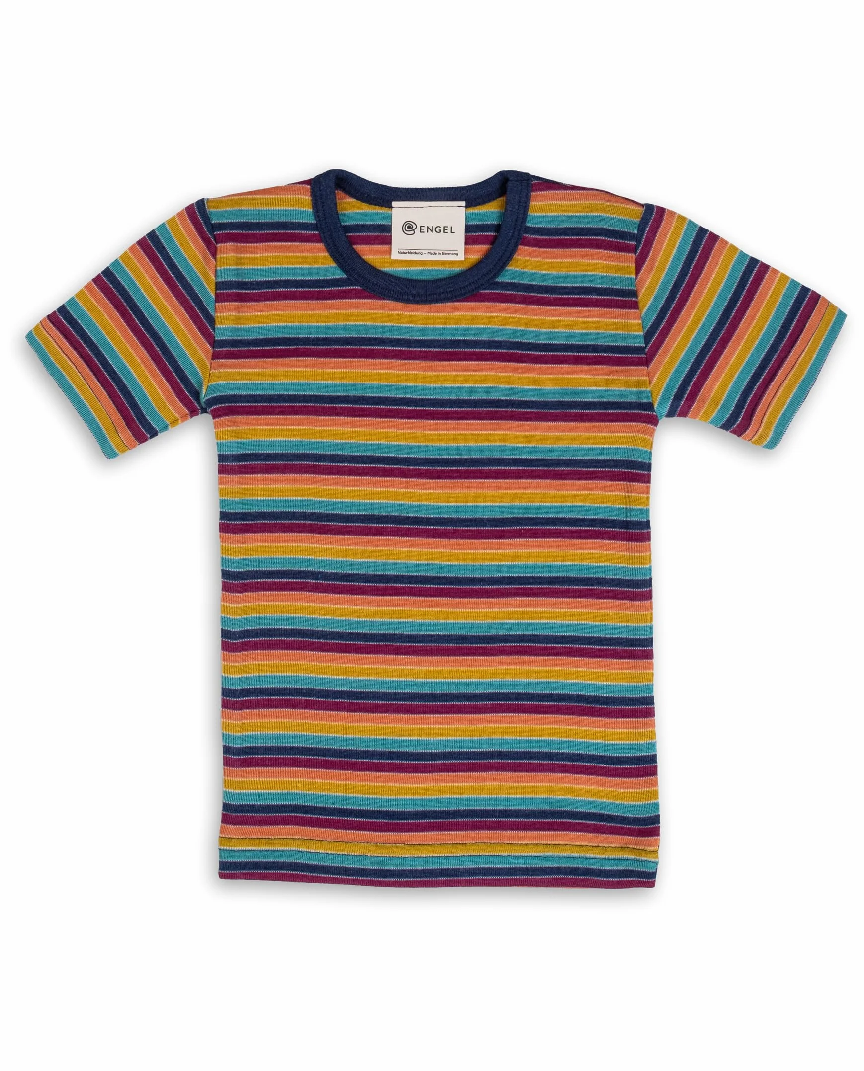 Engel Natur, Kinder Unterhemd Kurzarm, 70% kbT-Merinowolle, 30% Seide (128, Multicolour)