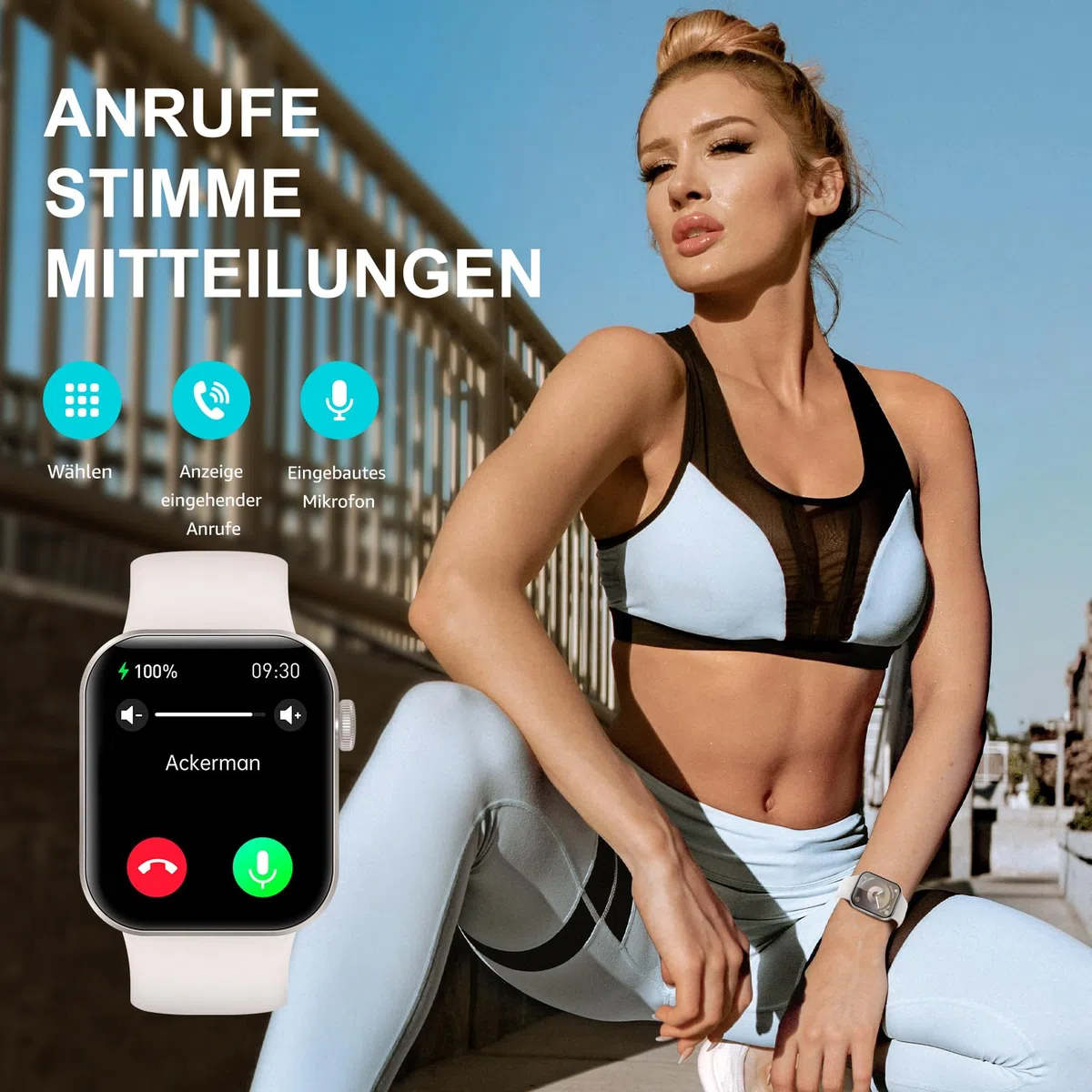Smartwatch Damen Herren, 1,85" Smart Watch mit Telefonfunktion/Message Reminder, 140+ Sportmodi Impermeabile IP68 Fitnessuhrmit Herzfrequenzmonitor/Schlafmonitor Schrittzähler für iOS Android