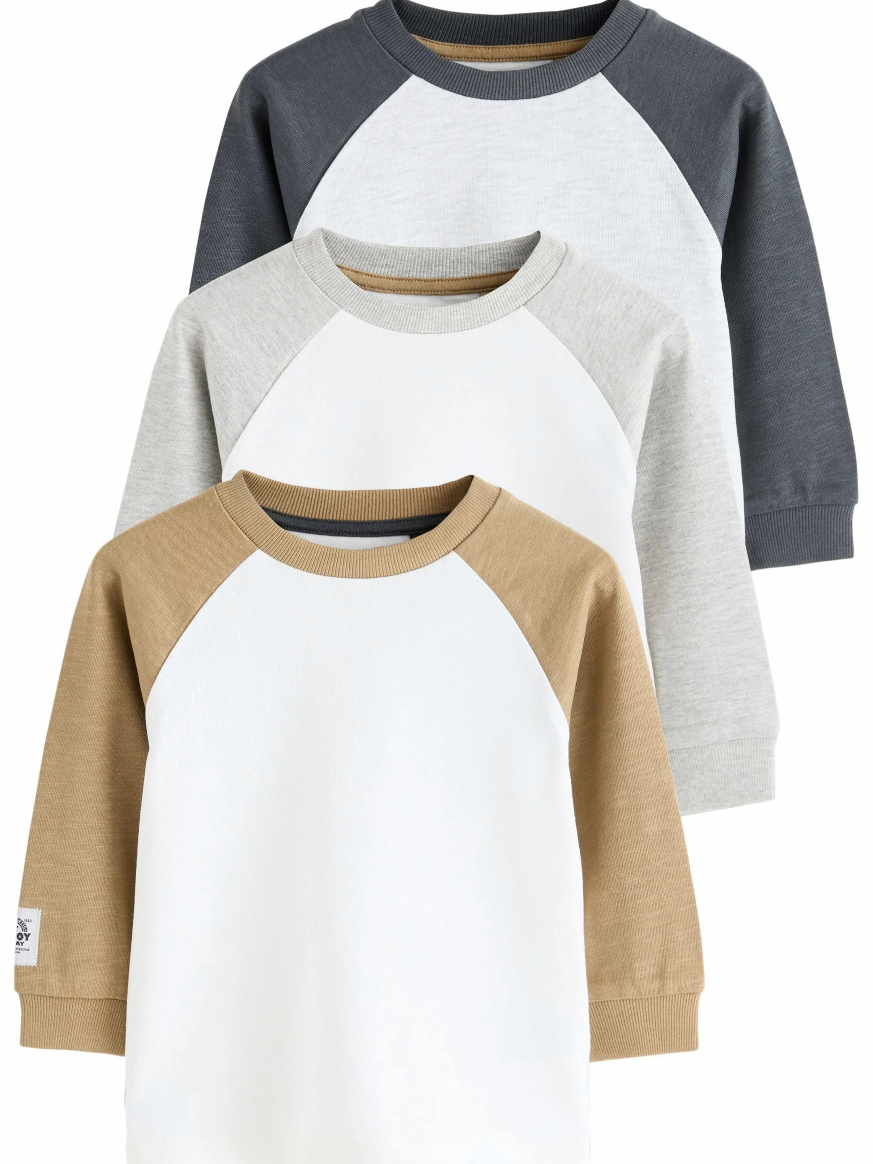 NEXT Jungen Langarmshirts mit Struktur, 3er-Pack 62-122
