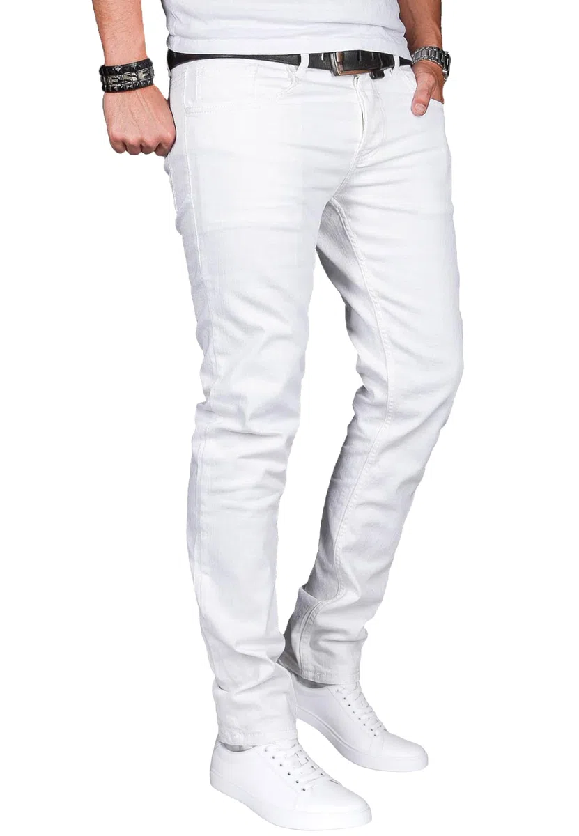 ALESSANDRO SALVARINI Herren Slim Fit Jeans Hose Denim Stretch-Jeans Jeanshose Washed