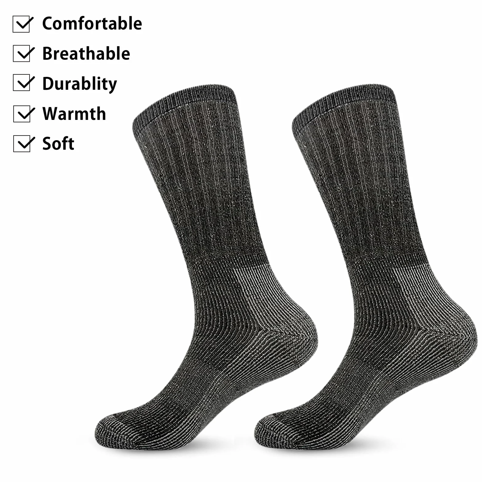 Vihir 3 Paar Wolle Socken Herren - Lange Röhre Wolle Sport Socken für Skifahren, Trekking, Wandern 37-42, 41-46
