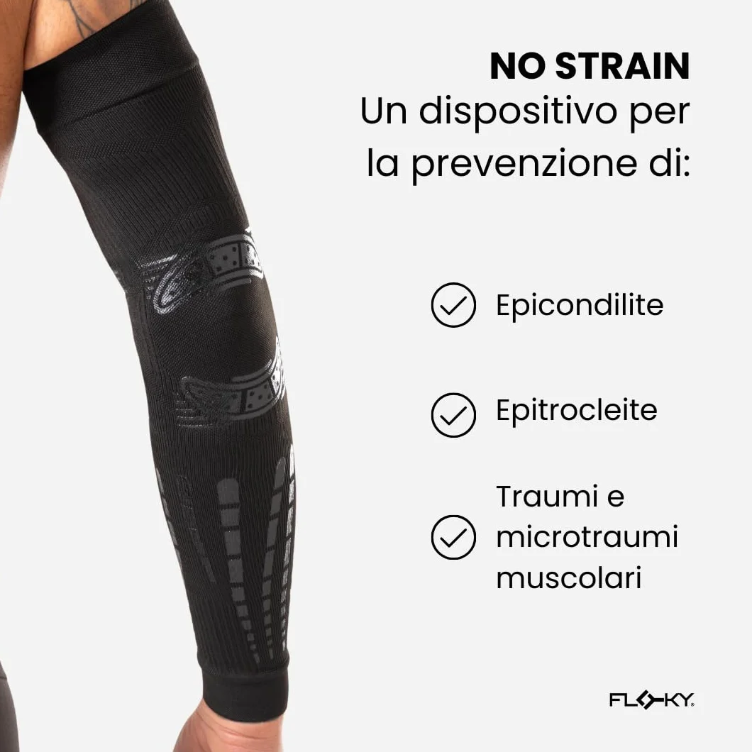 FLOKY 1pc No Strain Evolution Multisport Tennis Padel Basketball - Reduziert Vibrationen, stützt Ellenbogen und Unterarm - Kompressionsmanschette stabilisiert Sehnen Muskeln