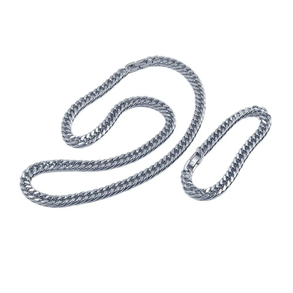 Doppelte Glieder Kette Aus Titan Und Armband Panzer Ketten Halskette,Hip Hop Schmuck Set Aus Massivem Titan