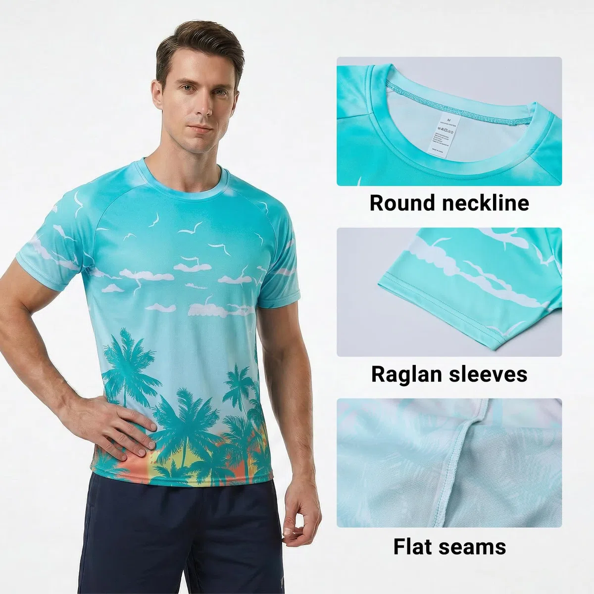 Cimic 1/3er-Pack Rashguard-UV-Shirt für Herren,Wassersurf-Shirt,UPF 50+,UV-Schutz-Schwimm-T-Shirt,schnell trocknend, atmungsaktiv,Sonnenschutz für Outdoor-Surfen,Laufshirt