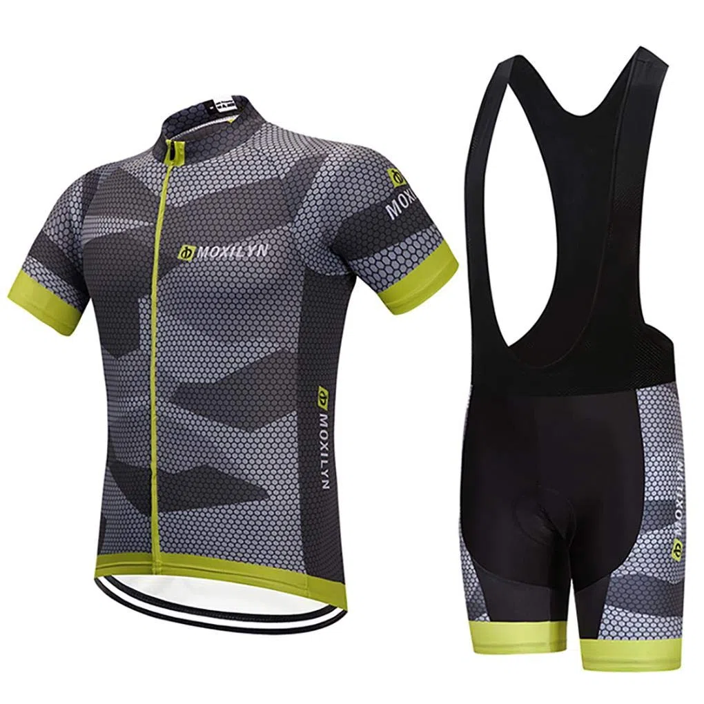 Moxilyn Herren Radsport Hemd Langarm Radtrikot Jersey Jacke + 9D gefütterte Hose Winddicht Atmungsaktiv Schweißabsorbierend Schnell Trocknend