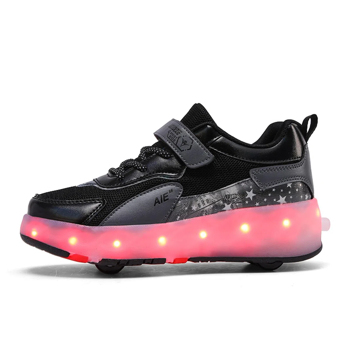 Mateju Schuhe mit Rollen für Jungen Mädchen Kinder Rollschuhe Schuhe mit 4 Rollen, 2 in 1 Turnschuhe Versenkbarer, Damen Herren Roller Schuhe Turnschuhe Skateboardschuhe