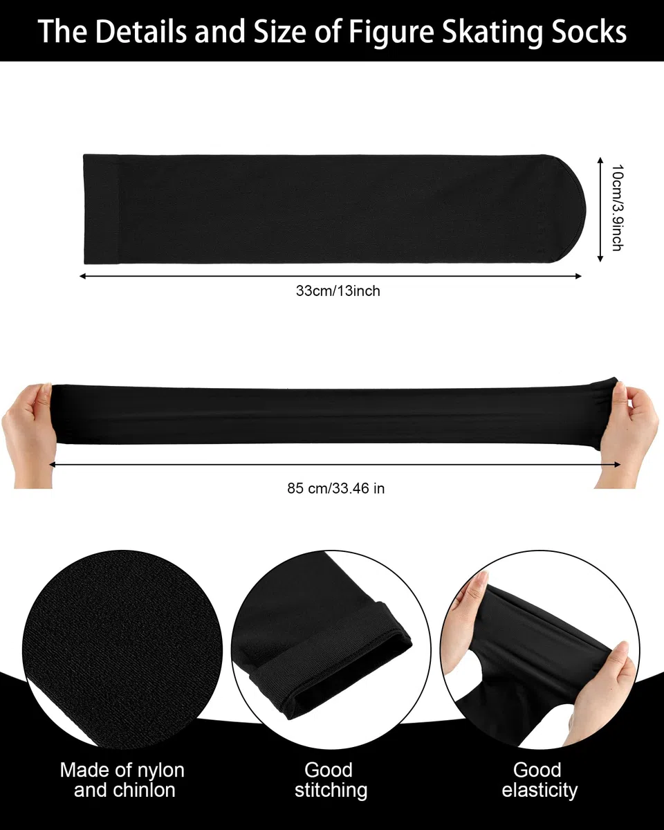 SATINIOR Eislaufsocken, Rollschuhsocken, hohe enge Knie. Nylon-Rollschuhsocken für Damen/Mädchen, 6 Paar