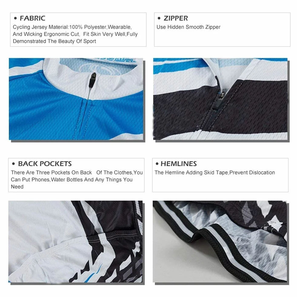 Herren Kurzarm Fahrrad Trikot Set,Atmungsaktiv Schnell Trocknend Radtrikot Mit 4d Gel Gepolsterten Shorts Fahrradbekleidung Set