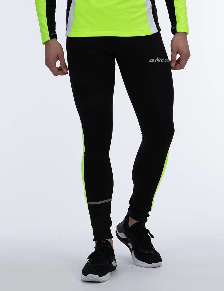 Airtracks Herren Funktions Laufhose Lang - Running Tight - Atmungsaktiv - Kompression - Reflektoren