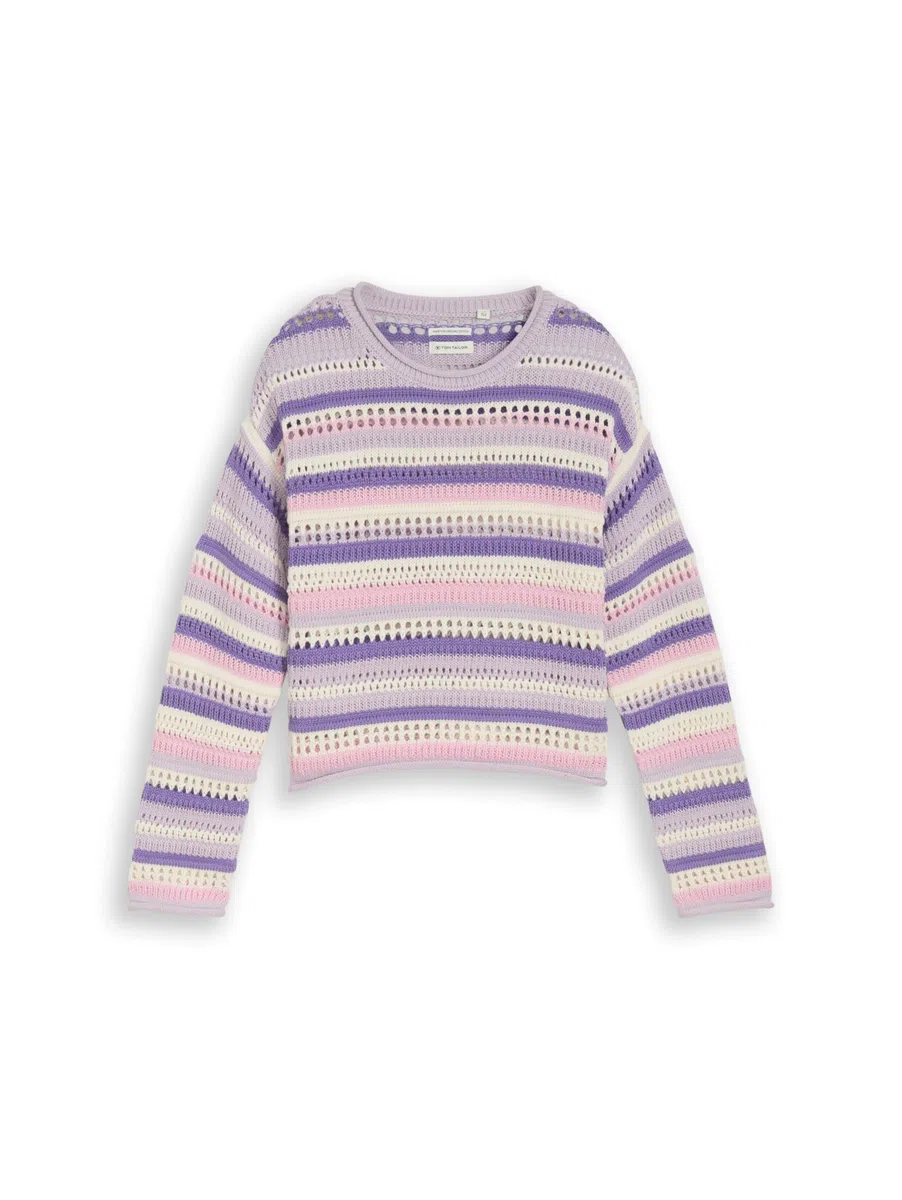 TOM TAILOR Mädchen Kinder Strickpullover mit Streifenmuster