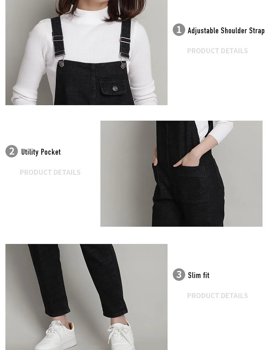 Damen Casual Loose Denim Latzhose Bib Verstellbare Jean Overalls Romper Jumpsuit Harem Hosen