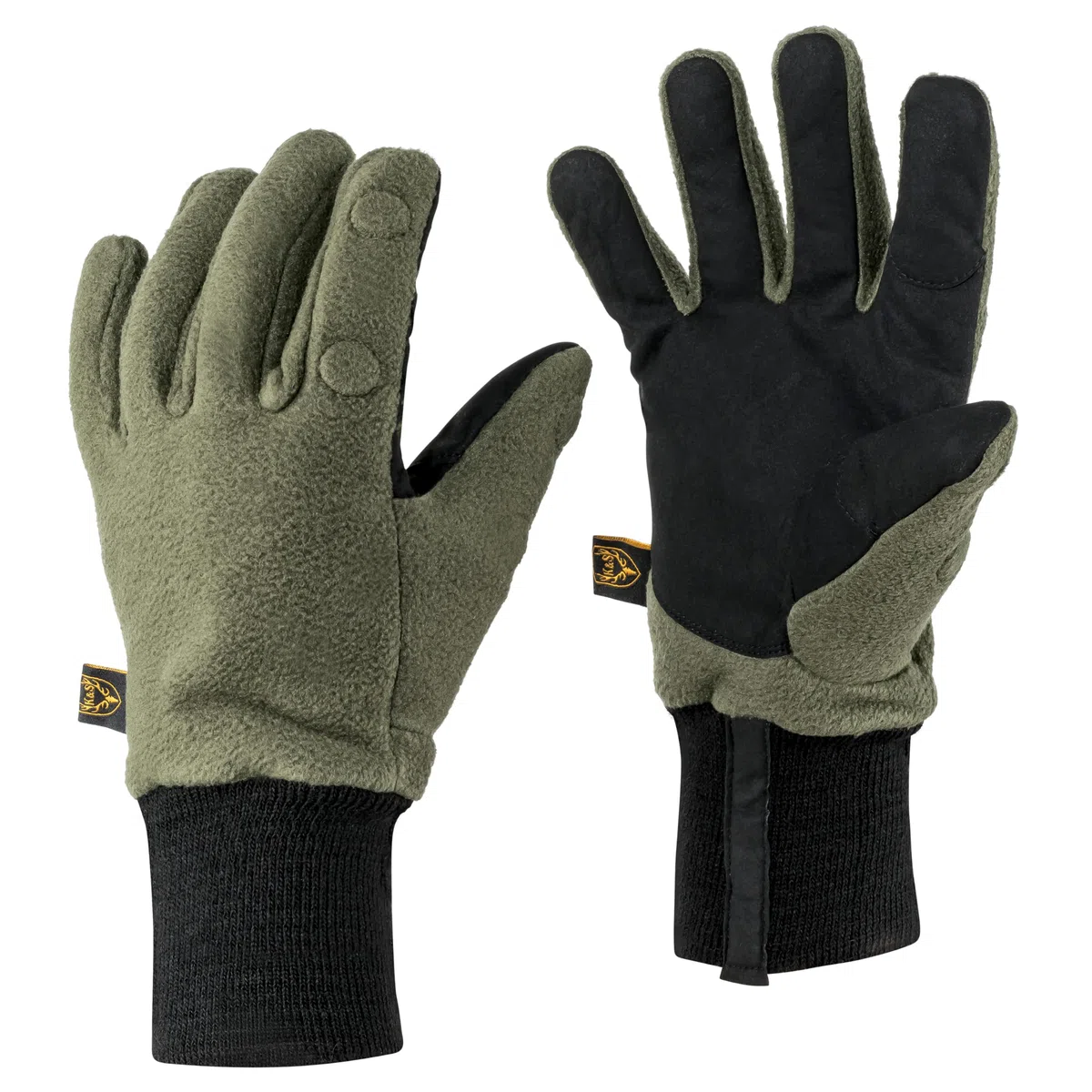 K & S Winter Thermo Handschuhe abklappbare Finger mit Magnet Fleece Oliv Grün Damen Herren
