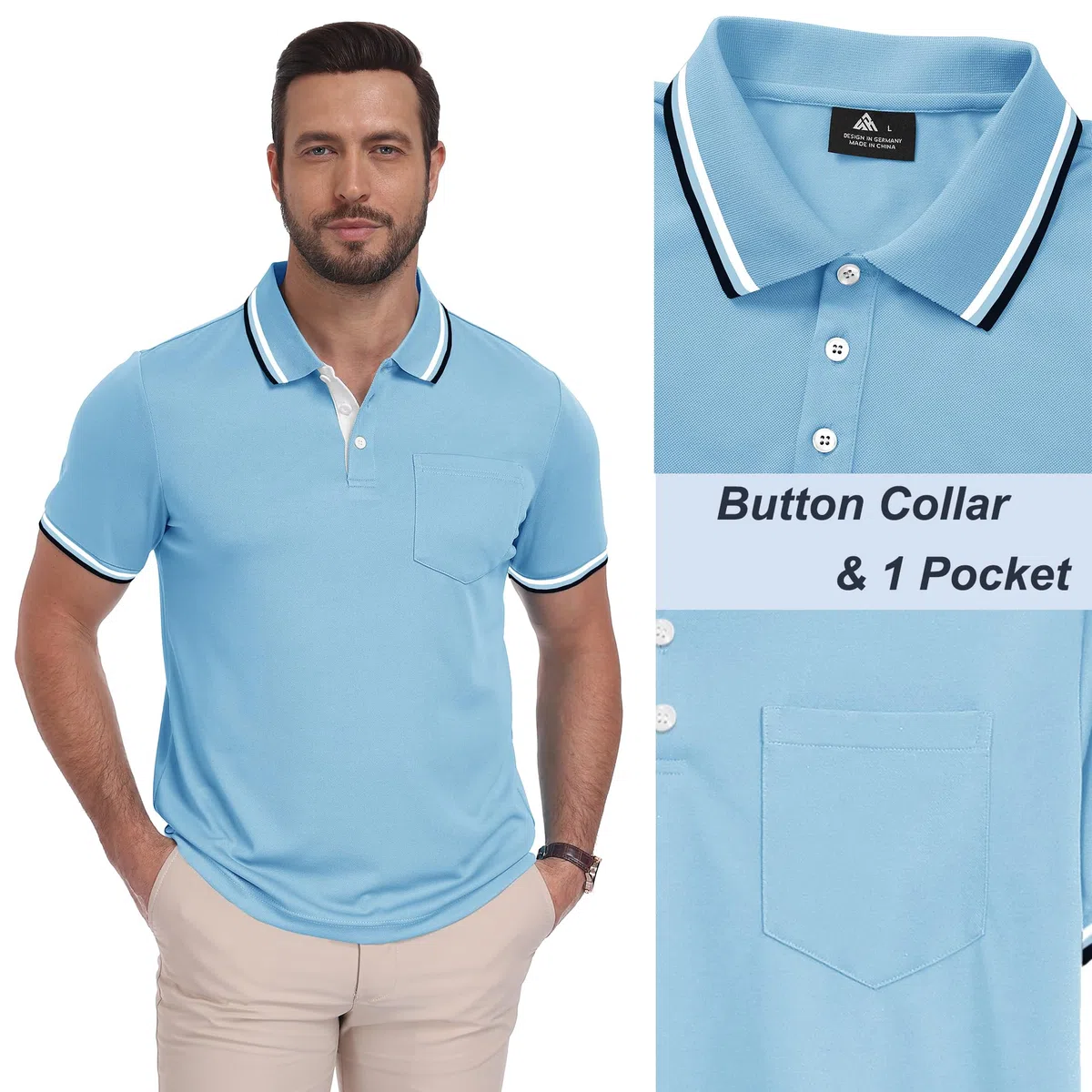 ZITY 3er Pack Poloshirt Herren Kurzarm Atmungsaktiv Poloshirt Set Leichtes Golf Polohemd 3 Pack T Shirt für Arbeit Business