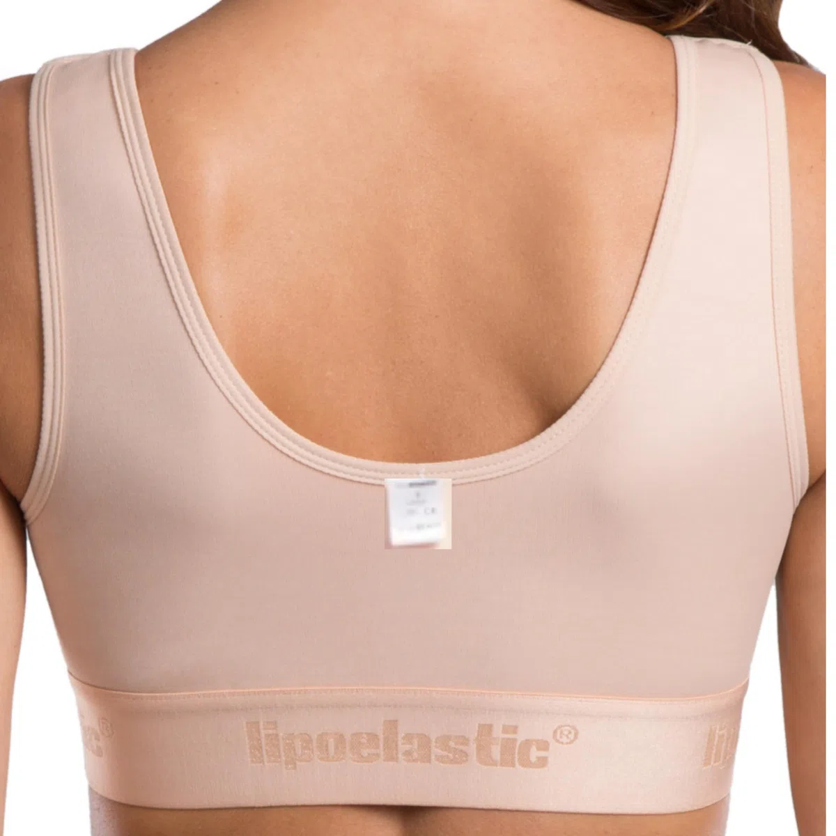 PI Ideal Postoperative Kompressions-BH - Nahtloser Baumwolle BH für Brustoperationen, Schwarz/Beige, verstellbare Träger