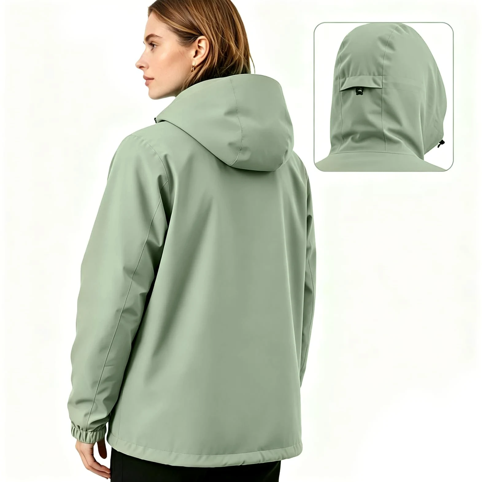Regenjacke Damen Wasserdicht Atmungsaktiv Regenanzug Freizeitjacke Kapuze Regenjacke Geeignet für Wandern Bergsteigen Angeln Camping Radfahren und Jagen