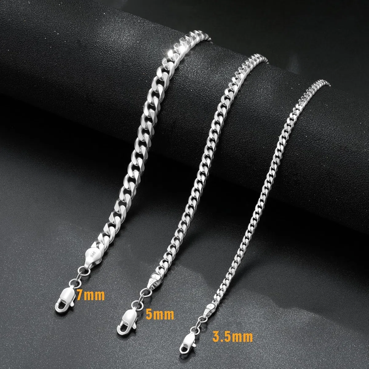 Kette Herren S925 Sterling Silber über Ketten für Herren Statement 5mm Breit Kubanische Kette Männer Lang Wasserfester Schmuck Silber Geschenk Verschiedliche Längen 46/51/56/61/66 CM