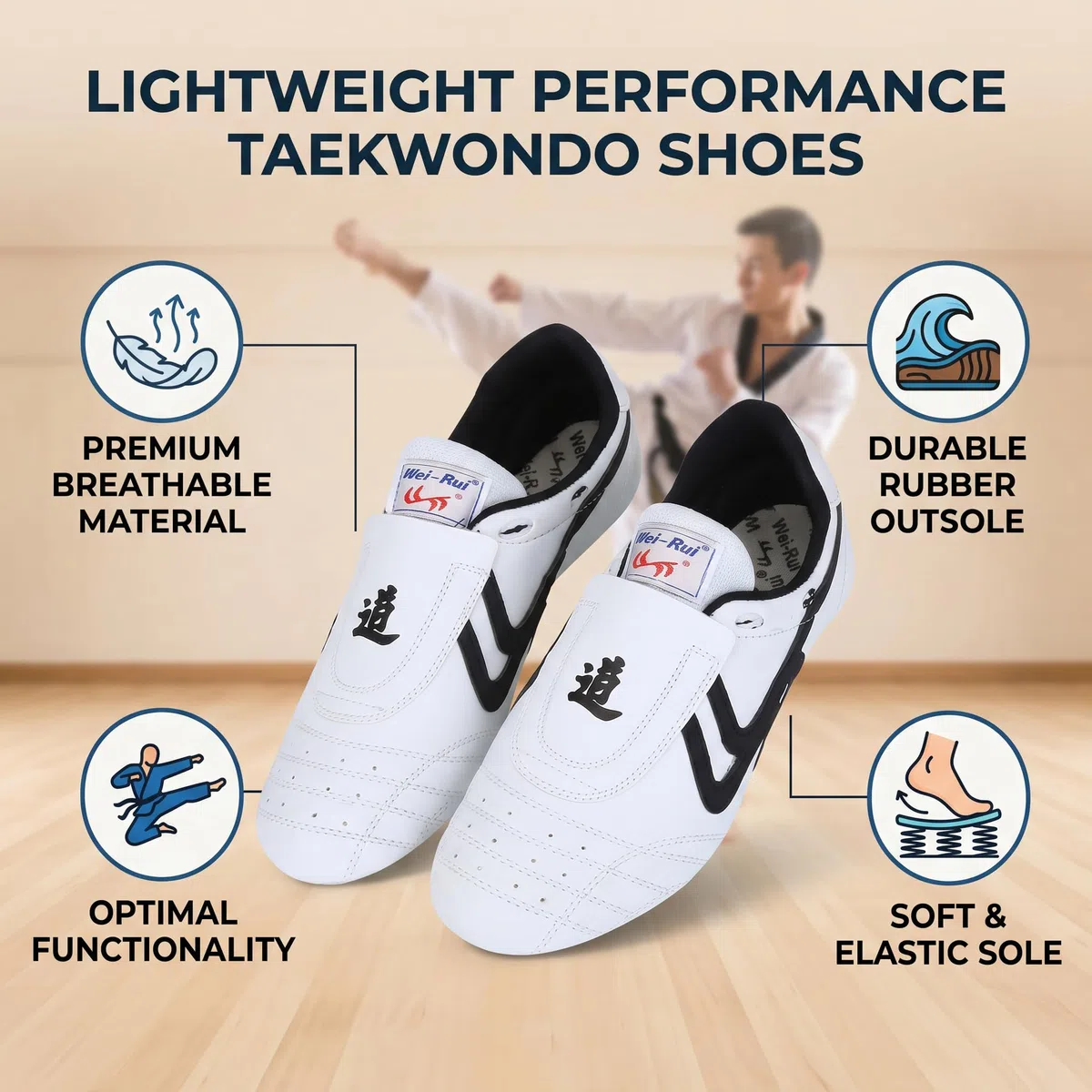 Taekwondo Schuhe, Sport Boxen Kung Fu Taichi Schuhe für Männer und Frauen Kinder Taekwondo Schuhe