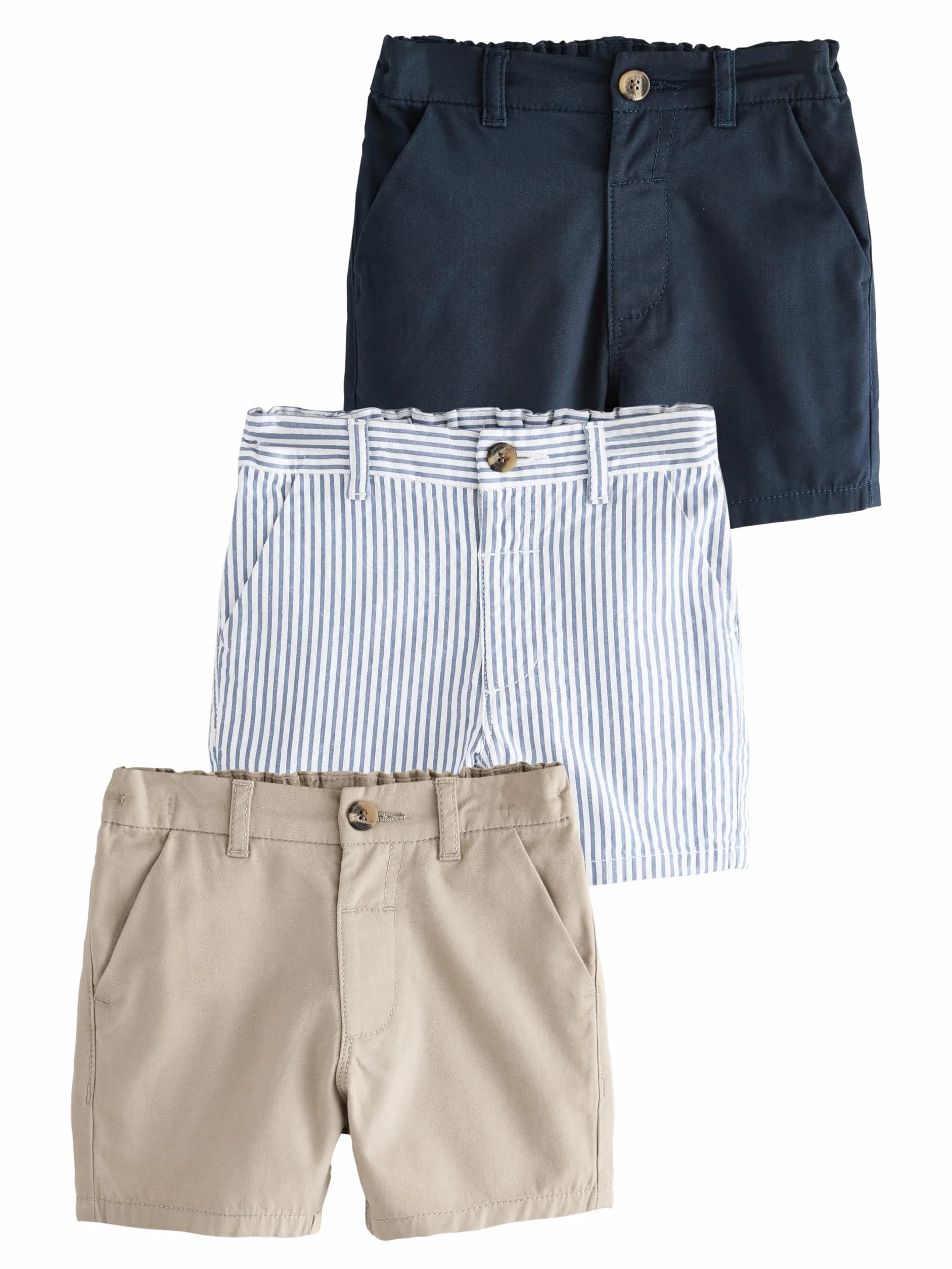 NEXT Jungen Chinoshorts aus 100% Baumwolle, 3er-Pack 62-110