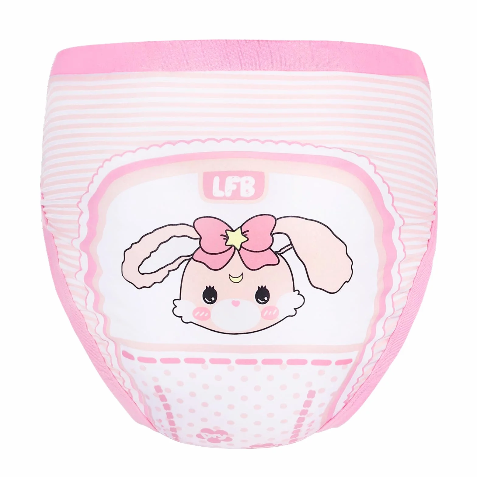 LittleForBig Weiche Baumwoll Unterwäsche Bequeme Waschbare Wiederverwendbare Trainingshosen für Erwachsene - Baby Usagi Rosa S
