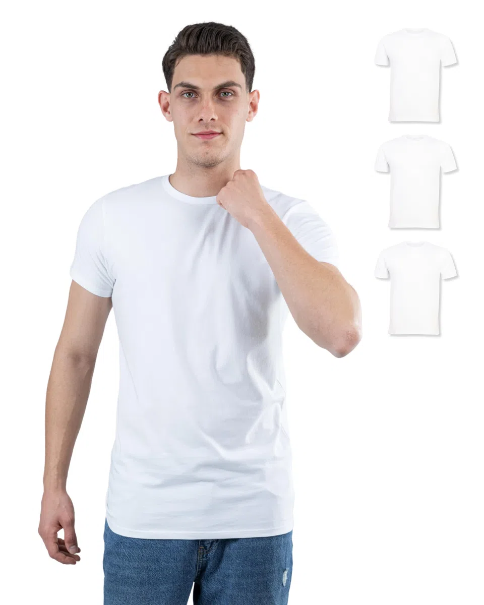 SKIPPER Herren T-Shirts 3er Pack Rundhals Weiß – Markanter Style durch verstärkten Kragen, Stretch Baumwolle – Perfekter Sitz & Formstabil – Slim Fit S–3XL