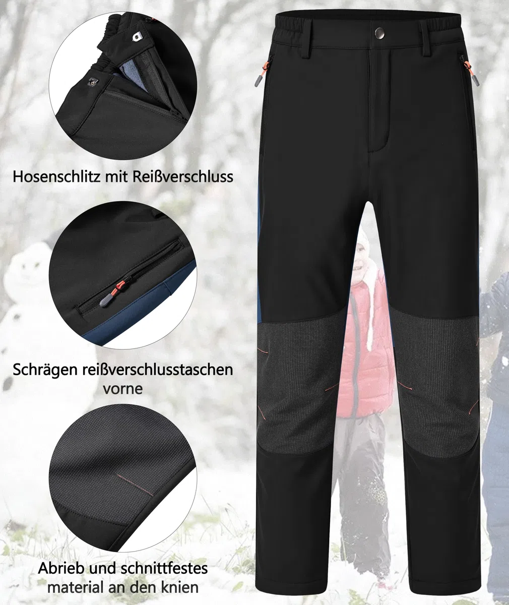 Zoofly Skihose Kinder Wasserdicht Winterhose Warme Fleece Softshellhose Thermo Snowboardhose Jungen Gefütterte Thermohose