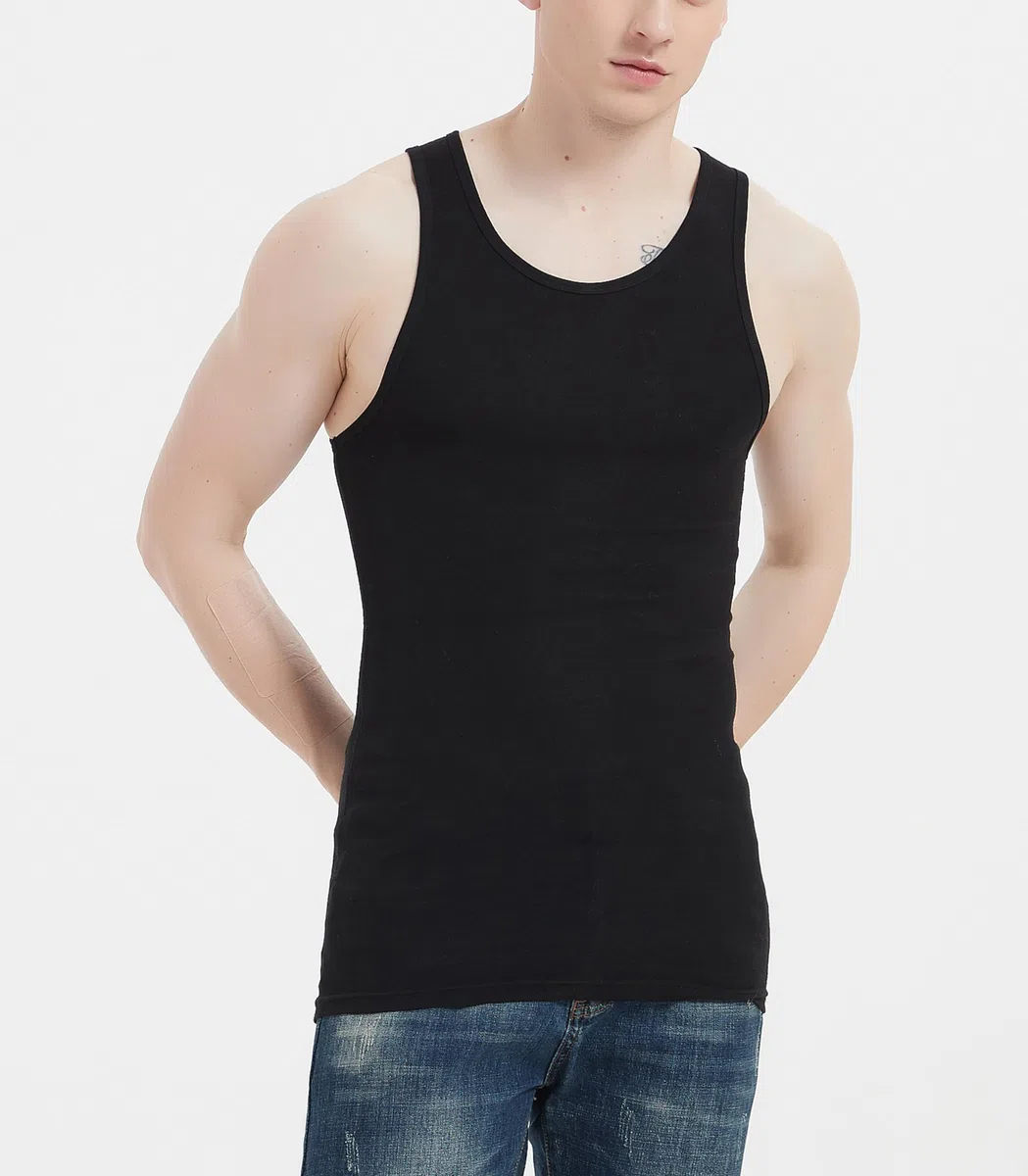 Comfneat Herren 6-Pack Elastisch Tank Tops Eng Anliegende Unterhemden | Bauwolle Elasthan, Extra Lange, Ärmellose