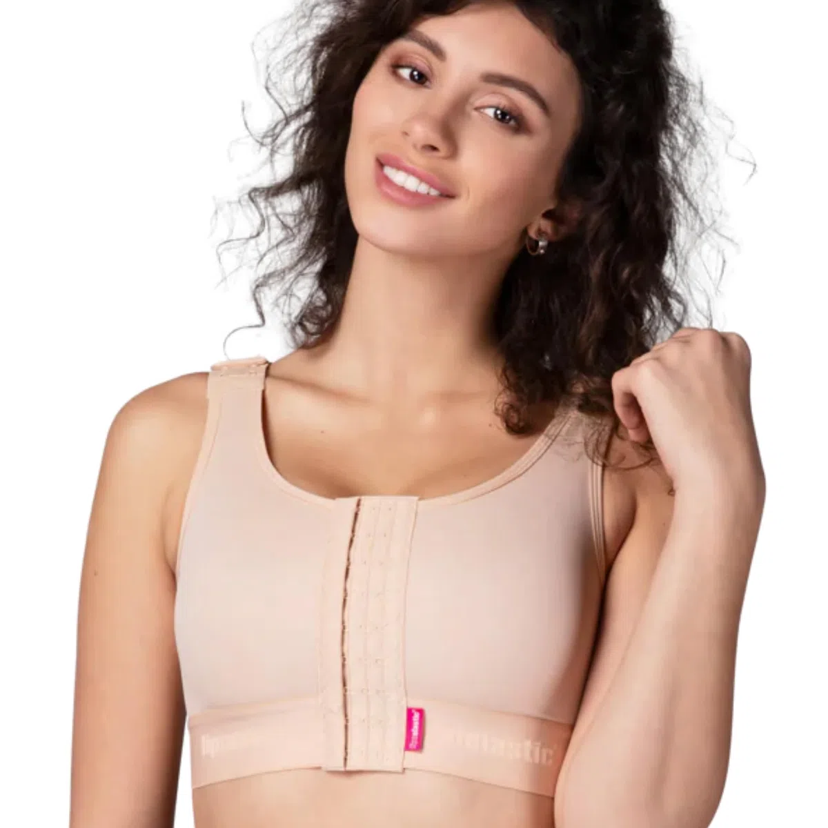 PI Ideal Postoperative Kompressions-BH - Nahtloser Baumwolle BH für Brustoperationen, Schwarz/Beige, verstellbare Träger