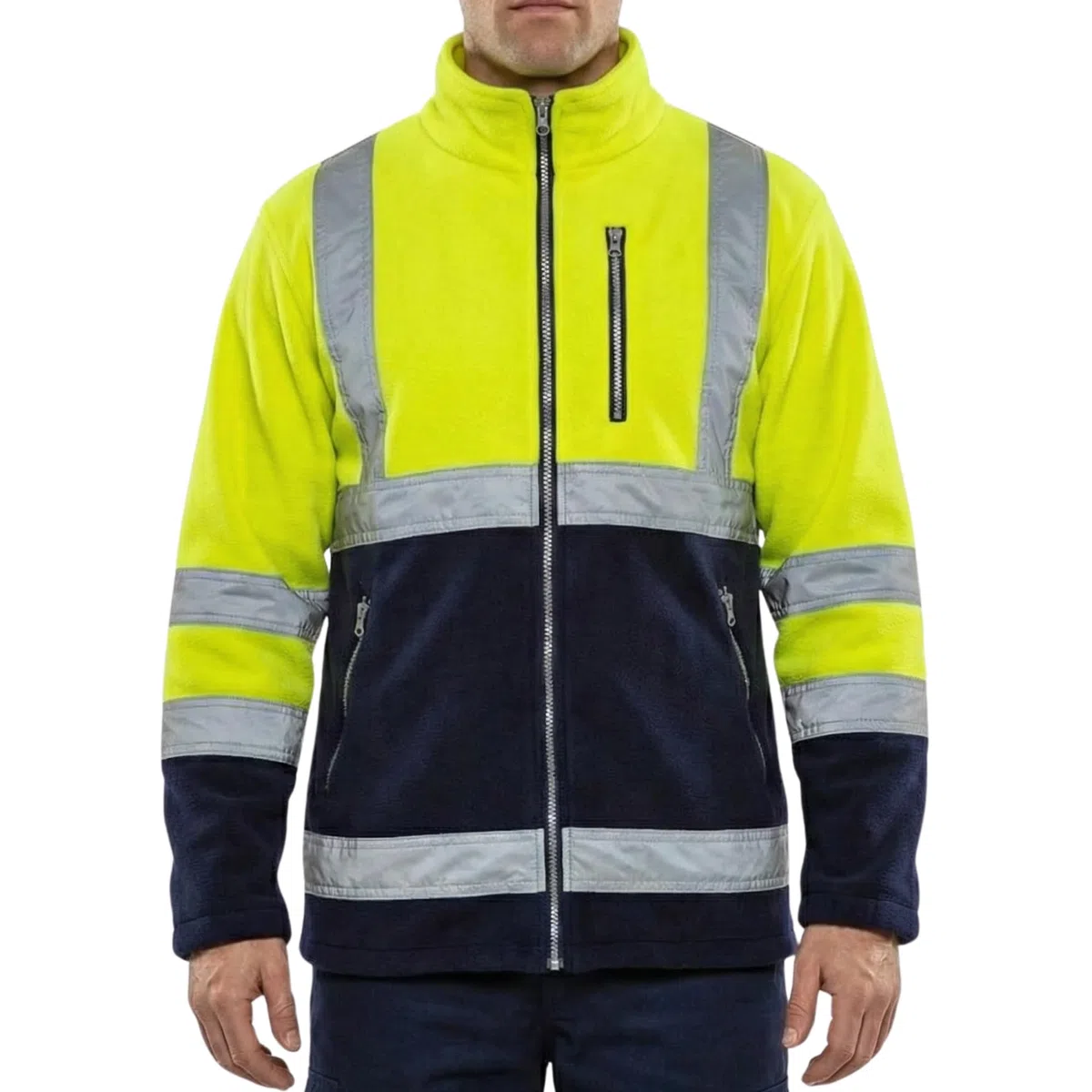 NEO TOOLS Herren Warnschutz Arbeitsjacke Warn Fleece Jacke (Gr. S - XXL) (Orange/Gelb) | oder Set mit Thermo wasserdichte Hose | Warme, Bequeme und Leichte Jacke
