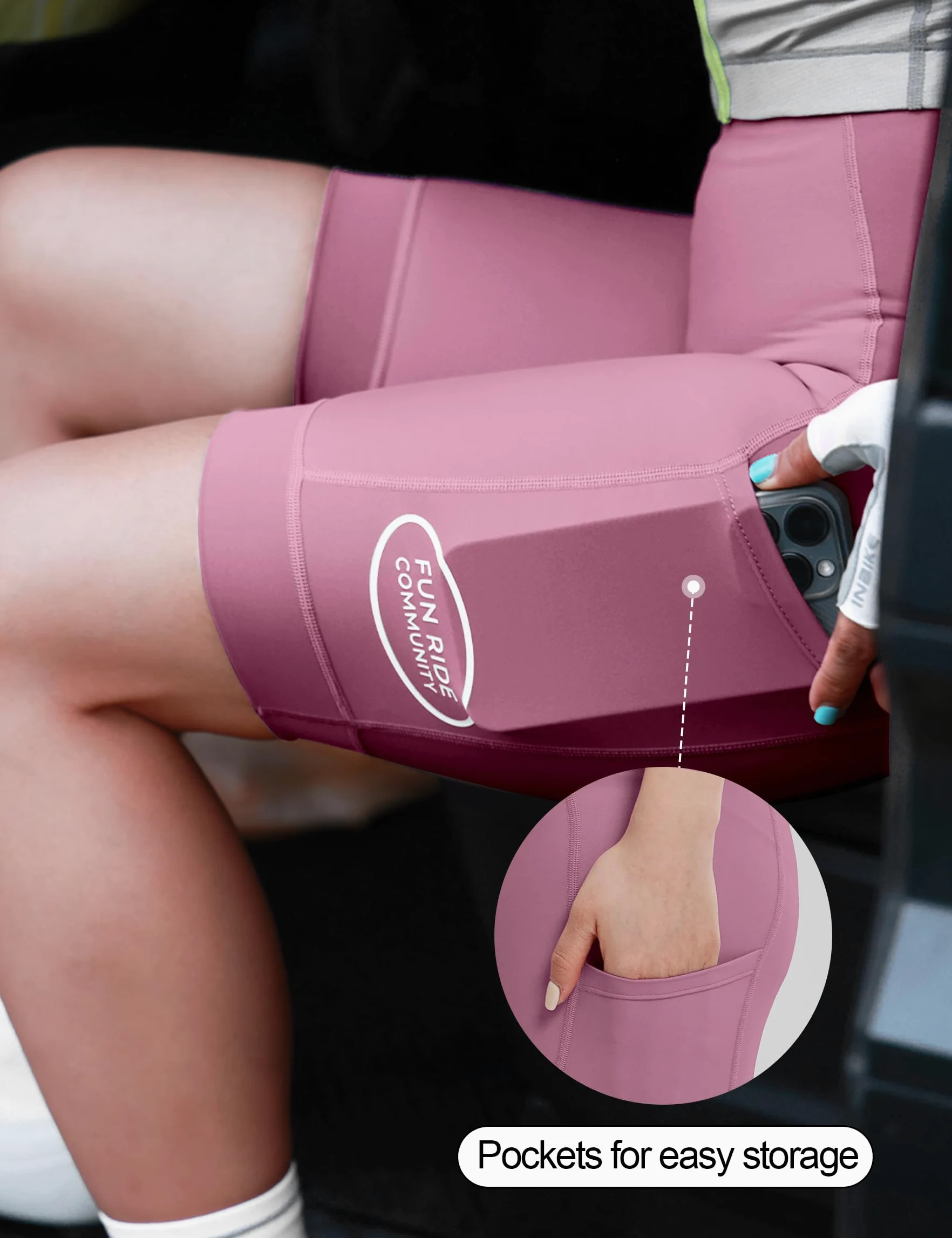 INBIKE Damen Fahrrad Trägerhose Fahrradhose Kurz Gepolstert Sommer mit Tasche Atmungsaktiv Hohe Taille Reflektierende Radlerhose Radhose mit Träger für Rennrad MTB Radsport