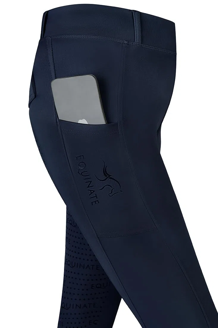 Equinate Damen Reitleggings Myla - Bequeme Reithose mit Vollbesatz Grip Handytasche und Gürtelschlaufen - atmungsaktiv elastisch rutschfest