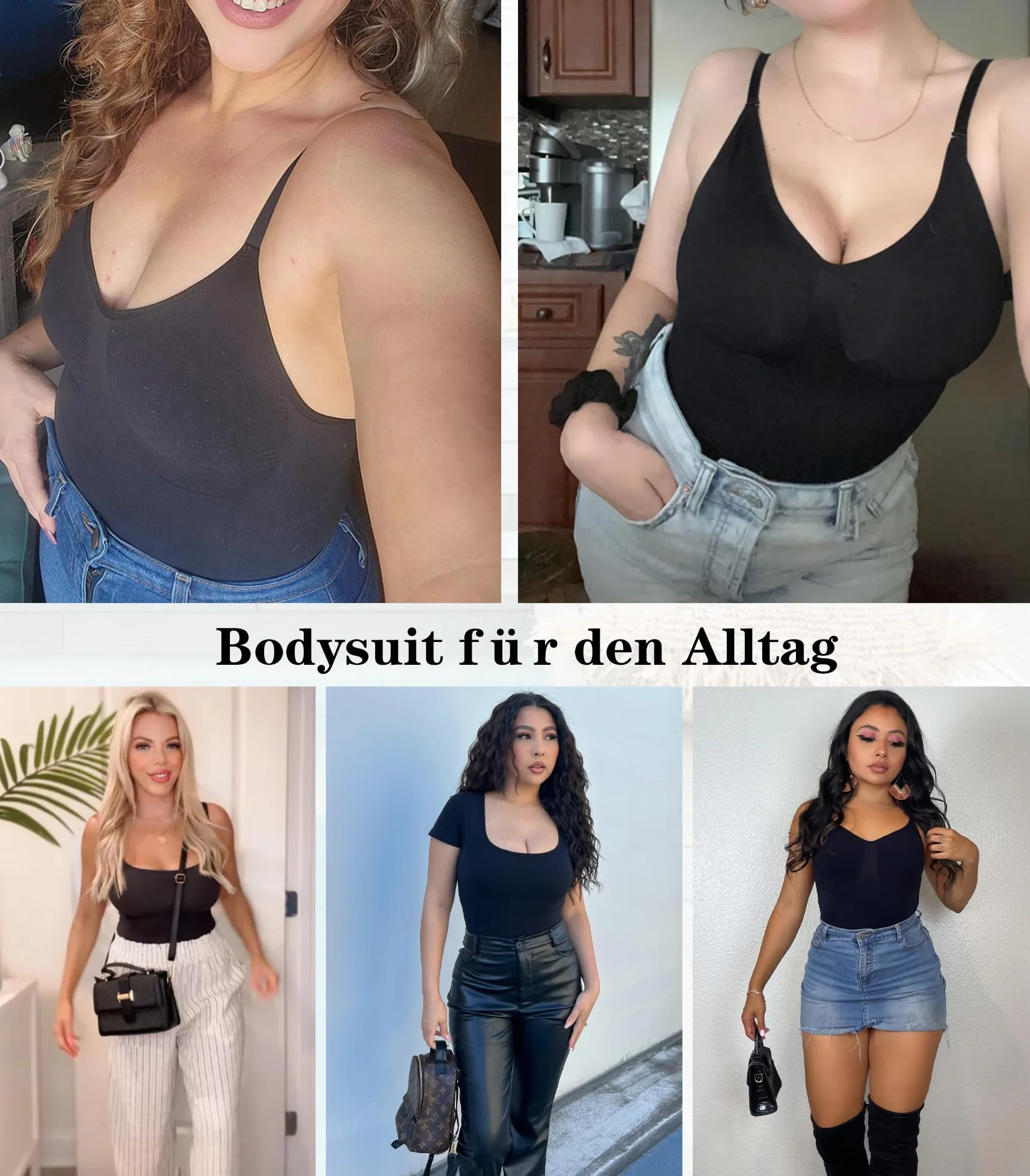 Breampot Shapewear Damen Bauchweg Bodysuit Formender Vielseitige Body Shper Frauen atmungsaktiven Materialien mit Verstellbarer Schultergurt