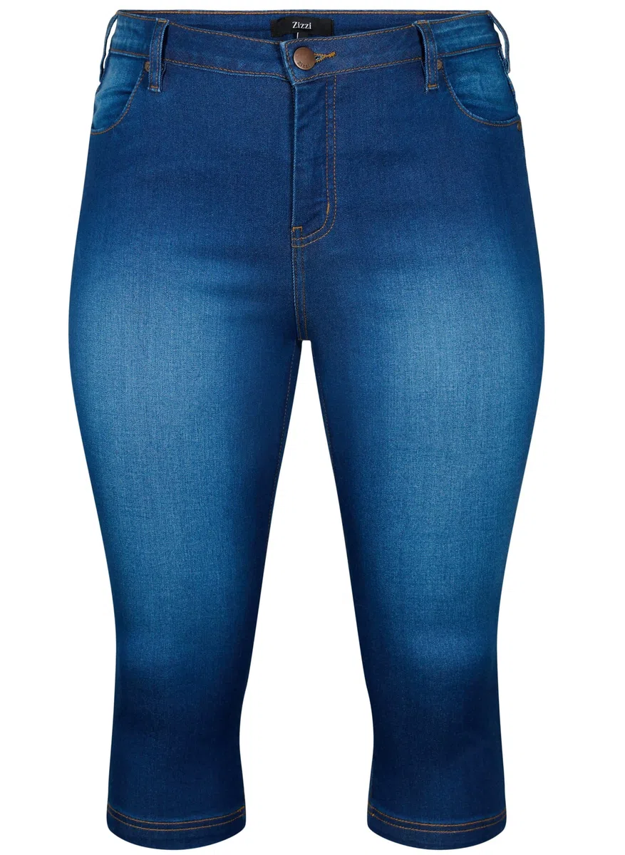 Zizzi Amy Capri Jeans Damen Große Größen - 3/4 Jeans - Caprihose mit Slim Fit & Hoher Taille - Curvy Mode für den Sommer - aus Bequemer Baumwollmischung mit Stretch