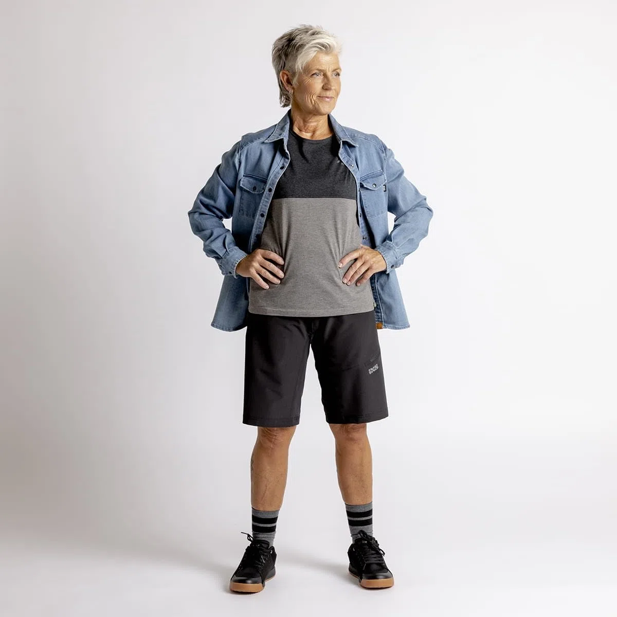 IXS Girls Langarmhemd Carve Digger Organic Denim Blau Gr. L