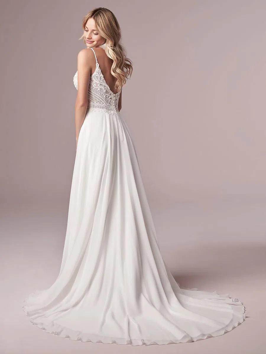 JAEDEN Brautkleider Damen Boho Hochzeitskleider Spitze A-Linie Spaghettiträger Standesamt Kleider