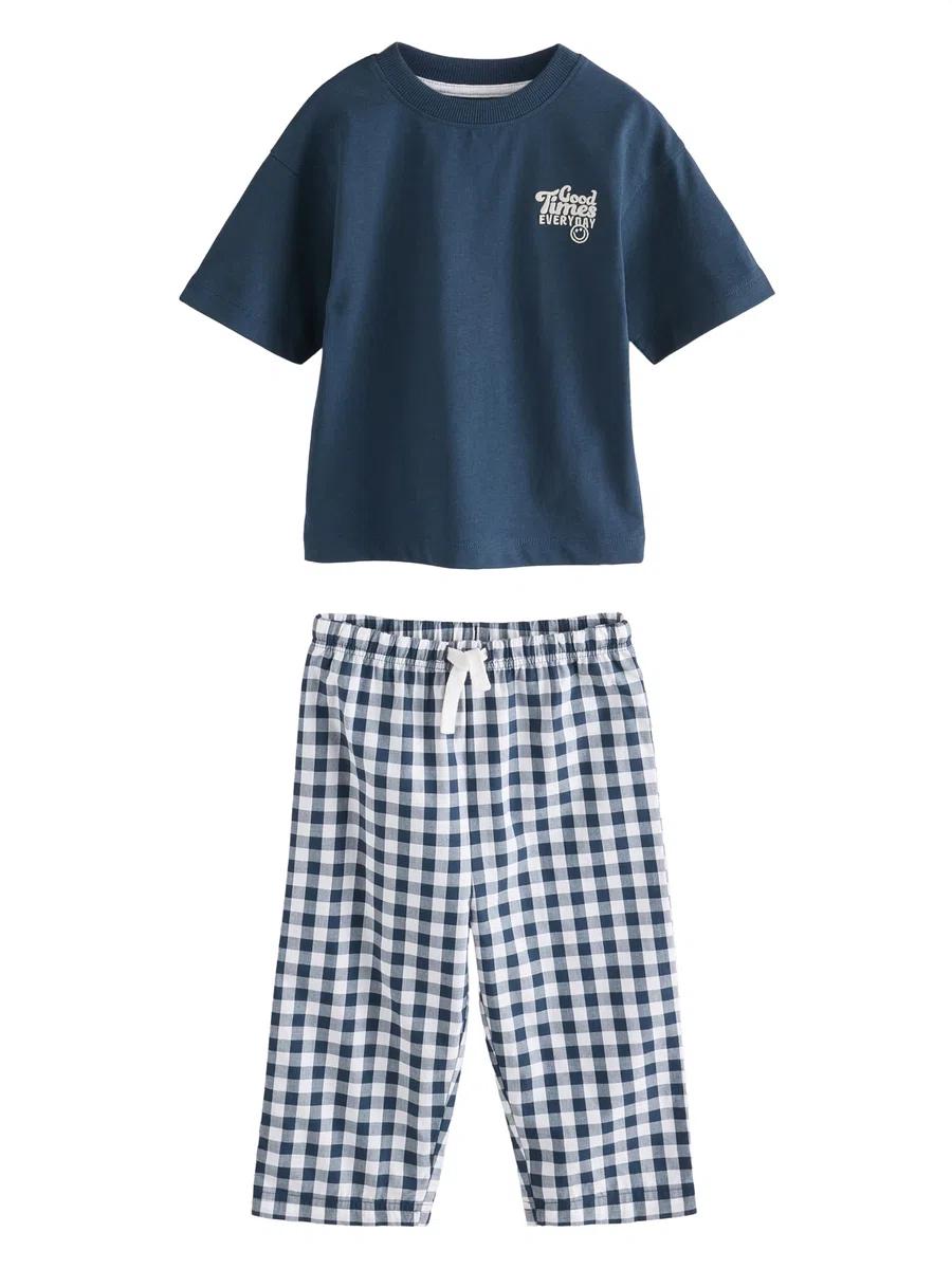 NEXT Jungen Kurzarm-Schlafanzug mit Langer Hose, 2er-Pack