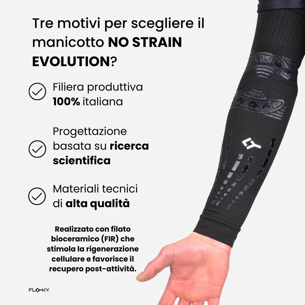 FLOKY 1pc No Strain Evolution Multisport Tennis Padel Basketball - Reduziert Vibrationen, stützt Ellenbogen und Unterarm - Kompressionsmanschette stabilisiert Sehnen Muskeln