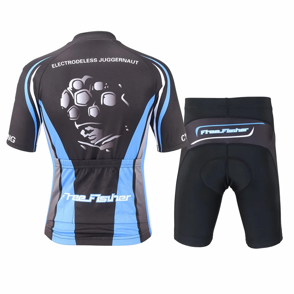 Kinder Radsport Bekleidung- Jungen/Mädchen Fahrrad Trikot-Set(Trikot Kurzarm+Kurz Radhose)/Radtrikot Kurzarm/Kurz Fahrradhose mit Sitzpolster(Radsport Anzug)