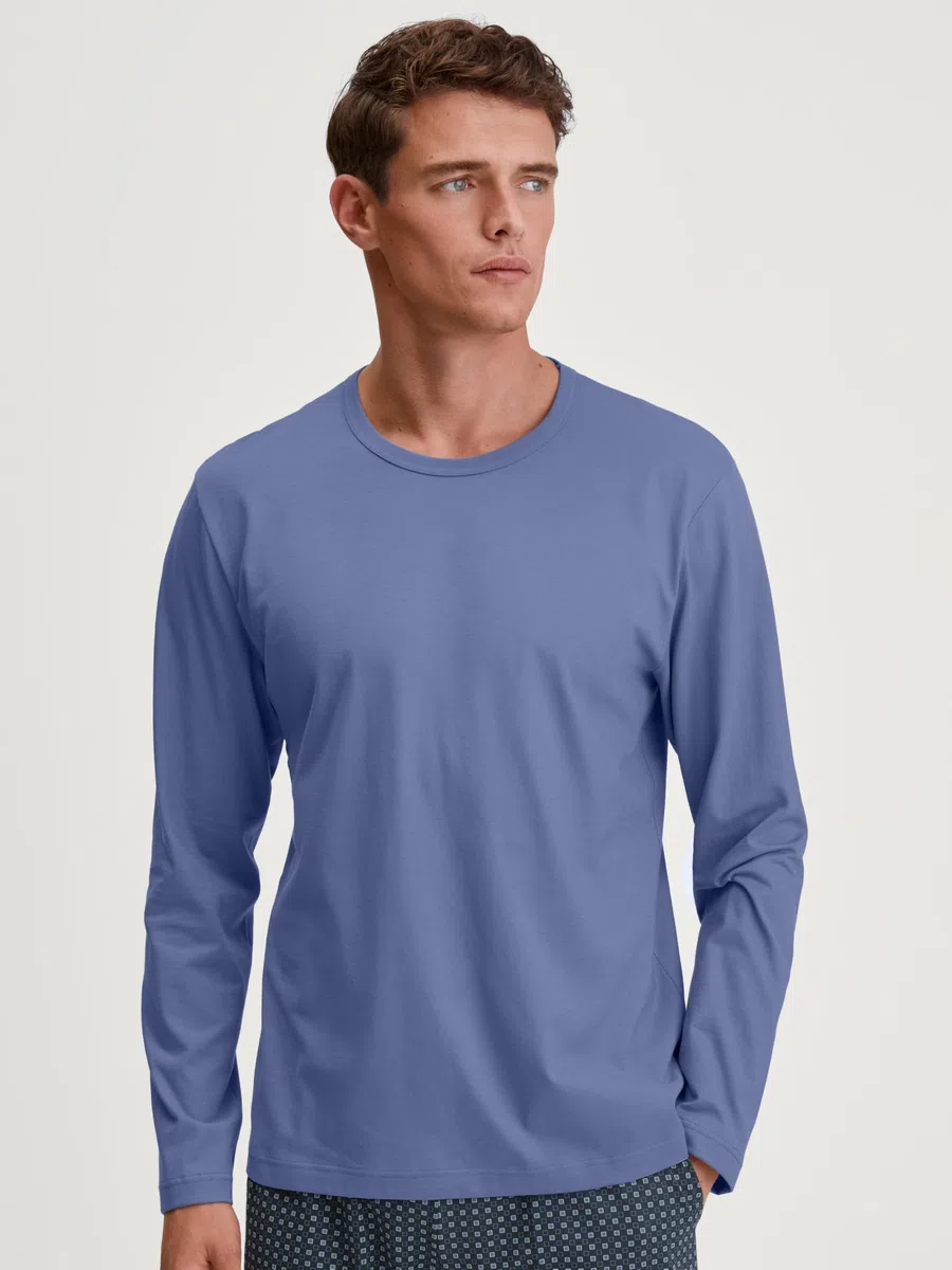 CALIDA Remix Basic Sleep Langarmshirt Herren, aus 100% Baumwolle