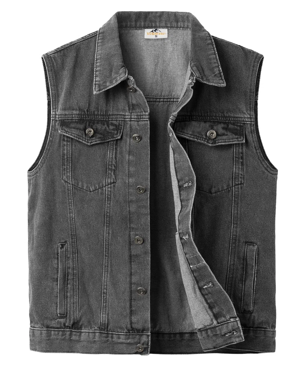 Herren Jeansweste Vintage Ärmellose Jeansjacke Cowboy Denim Weste Biker Kutte Jeans für Männer