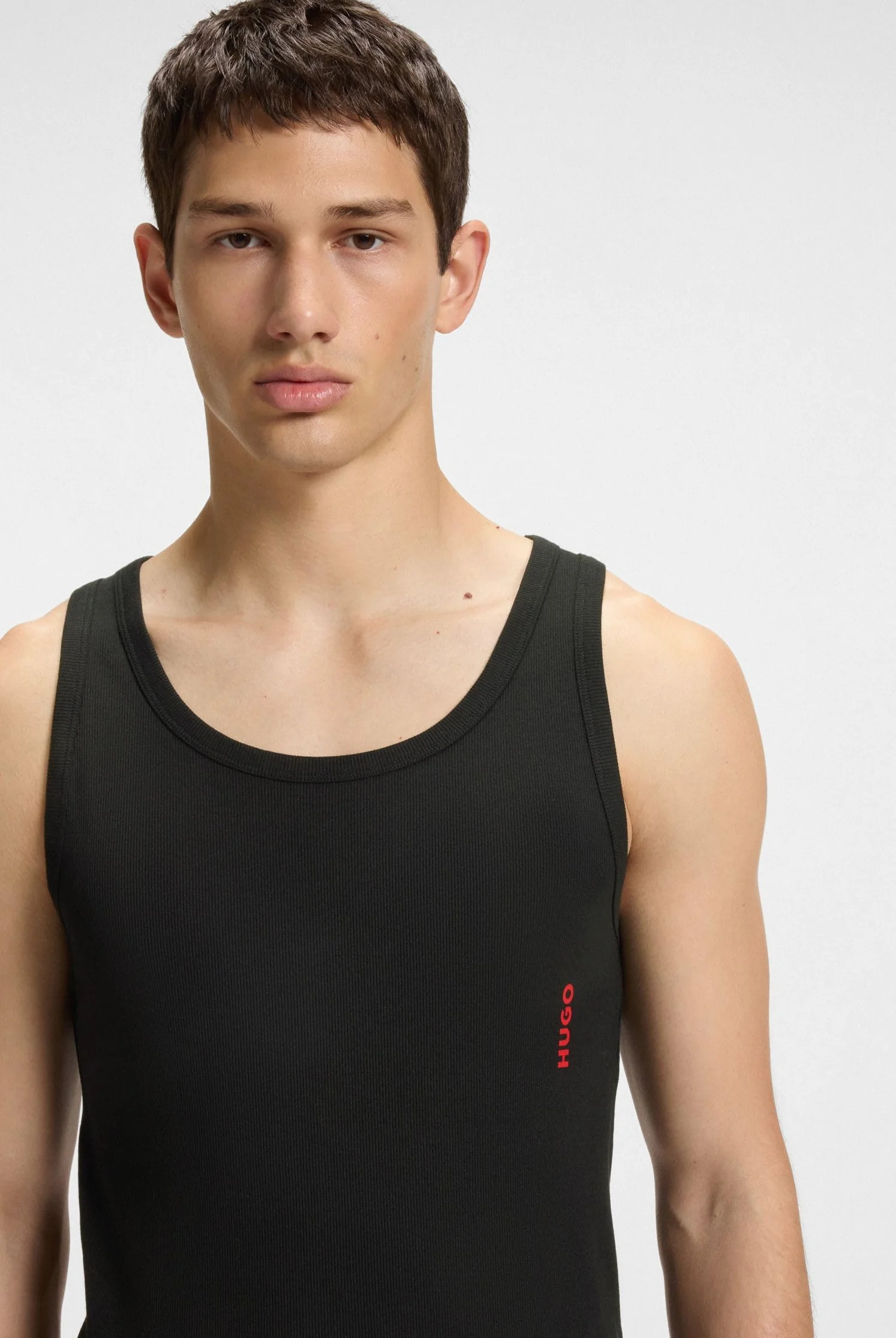 HUGO Herren Tank TOP Twin Pack Zweierpack Unterhemden aus Gerippter Stretch-Baumwolle