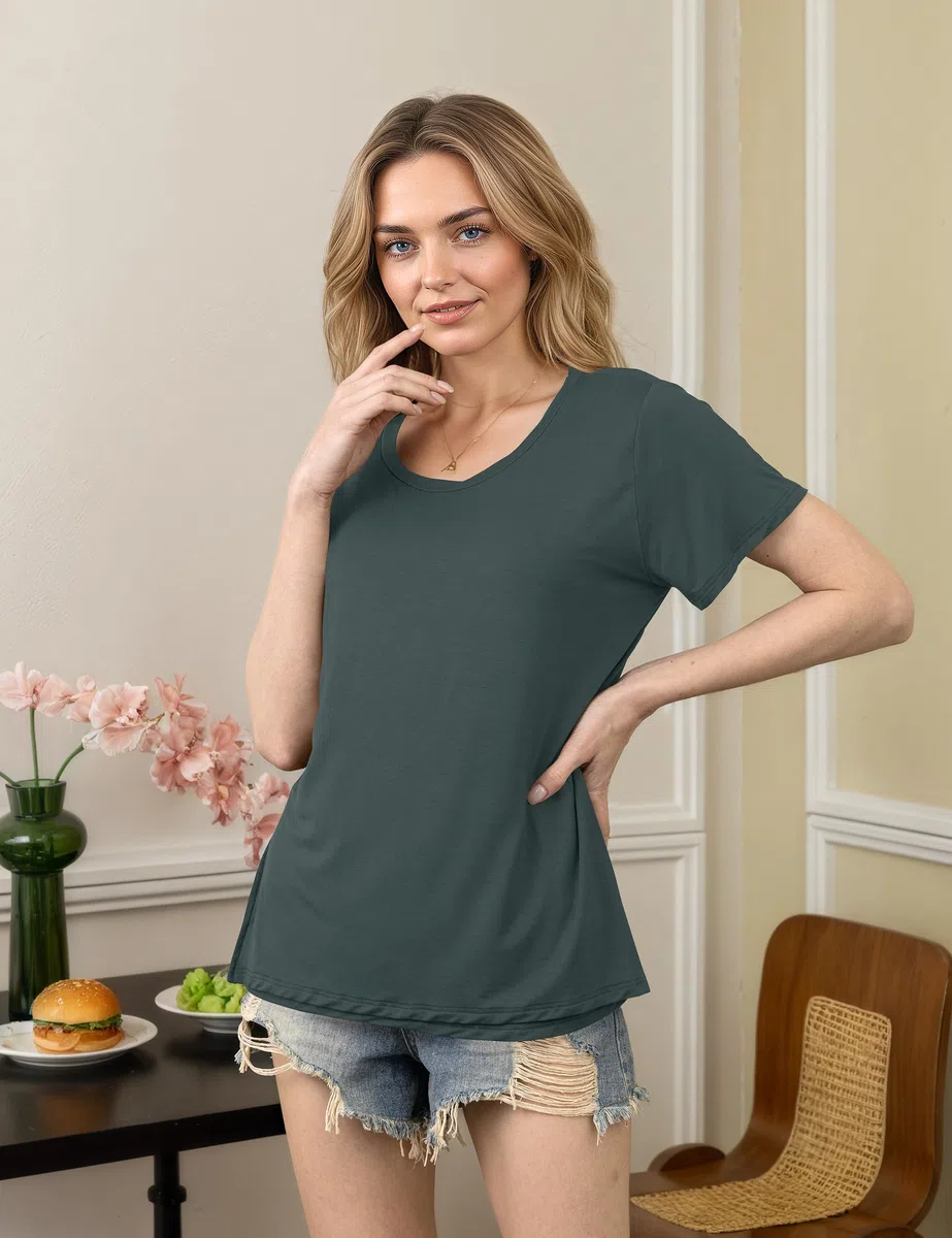 SUNNYBUY Still T-Shirts 3er-Set – Stillshirt Kurzarm für Damen – Bequeme Umstandsmode für Schwangerschaft und Stillzeit