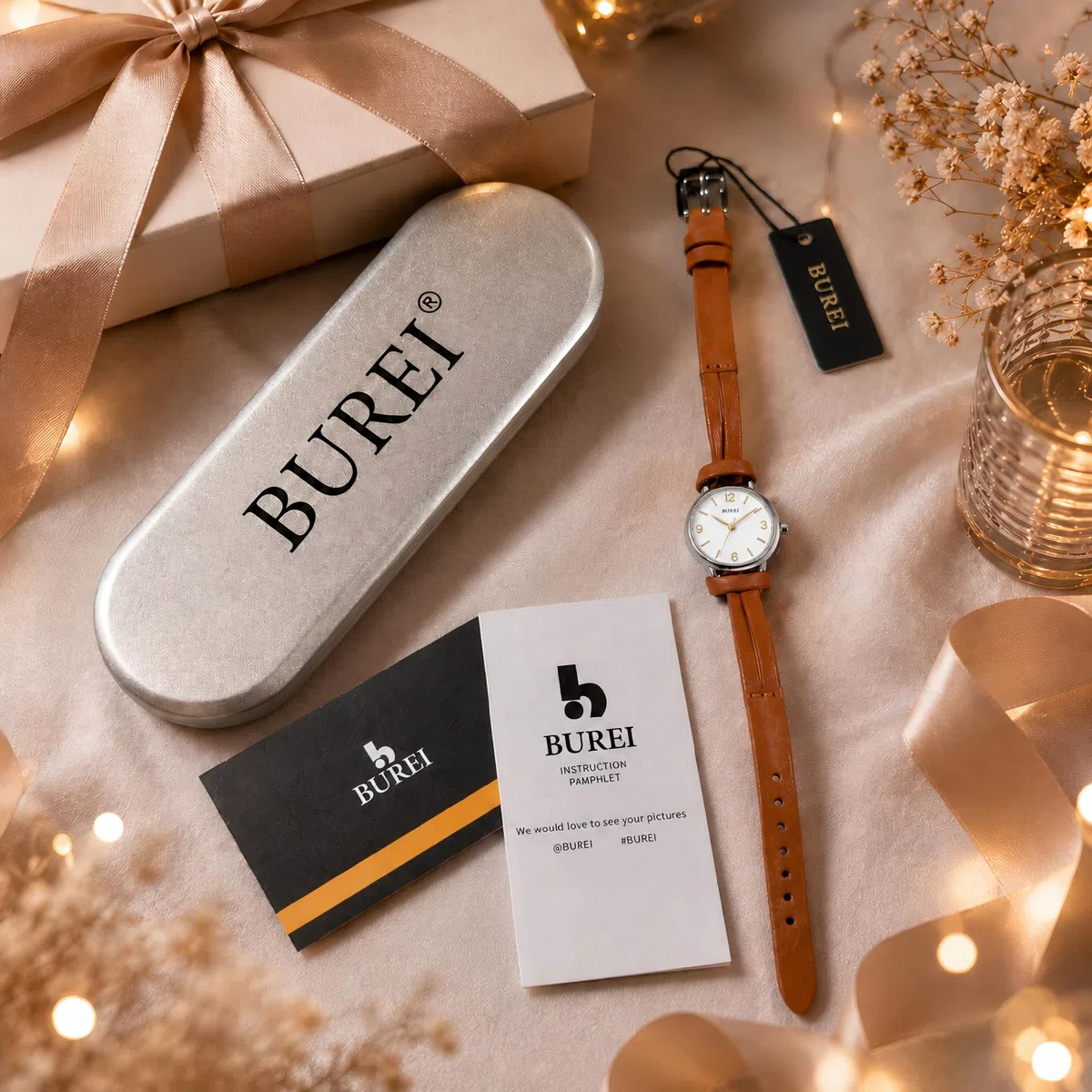 BUREI Mini Armbanduhr Damen Klein mit Lederarmband – Japanisches Quarzwerk & Handgemachtes Echtleder – Elegante Analog Uhr