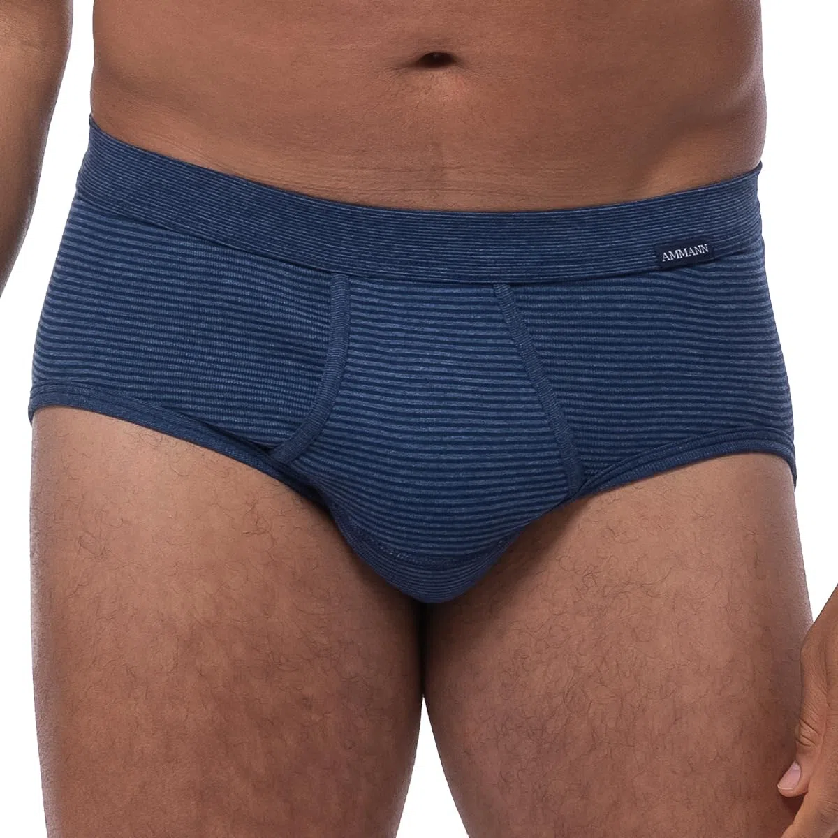 Ammann 3er Pack Jeans - Herren Sport Slip - Unterhose Feinripp mit Eingriff und weichem Komfortbund Größe 5-12 - Dunkelblau und Anthrazit
