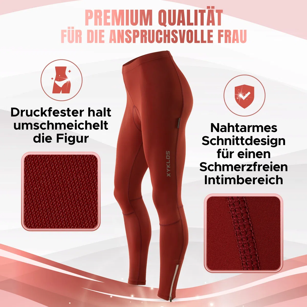 Fahrradhose Damen Lang - Sportlich, Stylisch und Bequeme Radhose - Gut Aussehen und Aktiv Sein Radlerhose - Vermeide Schmerzen Mit Sitzpolsterung