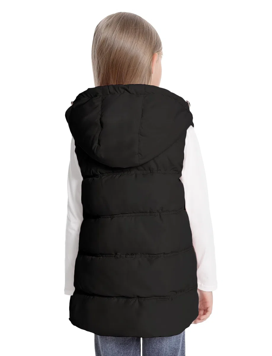 Happy Cherry - Winterweste Jungen Mädchen mit Kapuze Mantel Ärmellose Winterjacke Kinder Weste Gepolsterte mit Reißverschluss Schule Outdoor Sport Warmer Outdoorweste - 6-11 Jahre