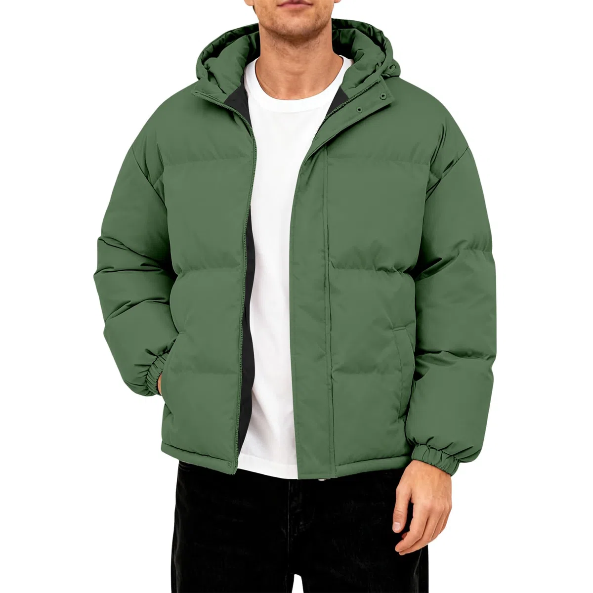 Generisch Herren Baumwolle Winterjacke Winter Warm Daunenjacke Fashion Einfarbige Winterparka Freizeit Bequeme Casual Thermo Mantel Lässige Jacket Weich Herrenjacke M-5XL