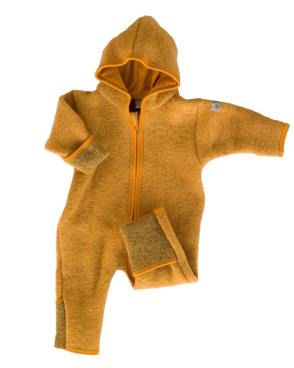 Lilano Wollfilz Winteranzug mit gefütterter Kapuze, 80% Wolle, 20% Bio-Baumwolle, Unisex, Natur, 3-6M oder 6-9M, Winteranzug