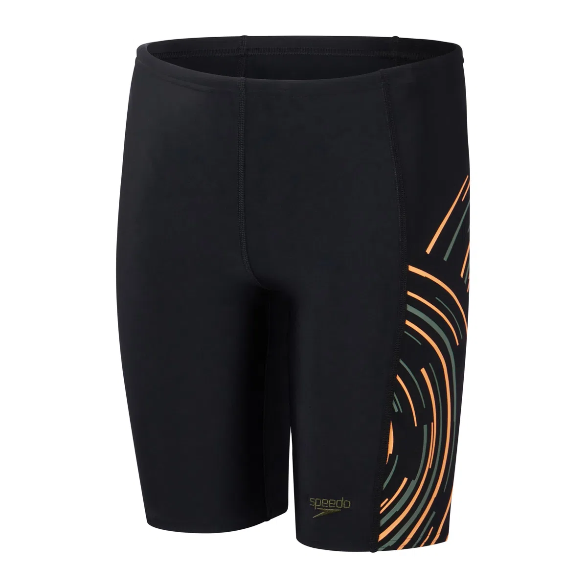 Speedo Plastisol Placement Jammer Badehose für Jungen, Schwarz / Grün